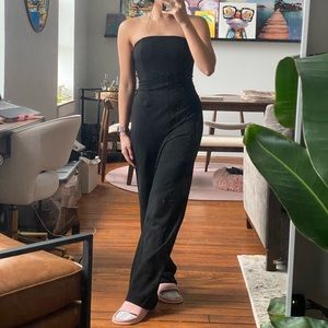 Black strapless wide leg jumpsuit